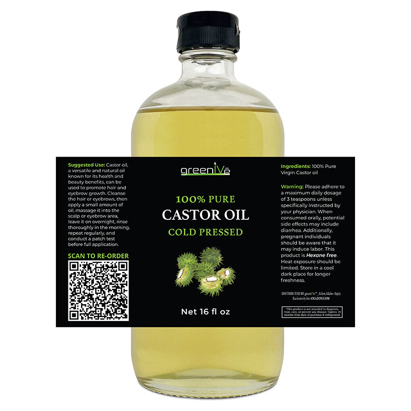 Castor oil 16oz glass bottle label