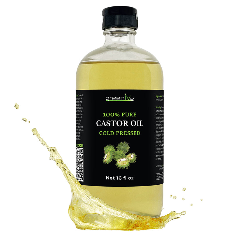 Castor oil 16oz glass bottle splash