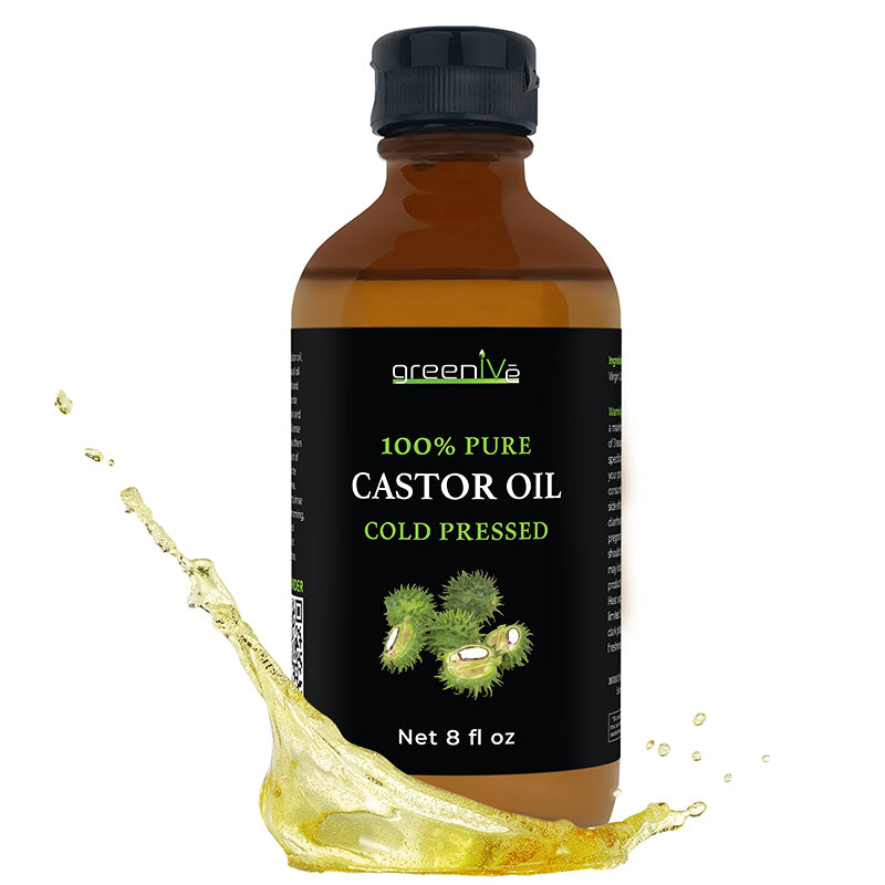 Castor oil 8oz glass bottle splash