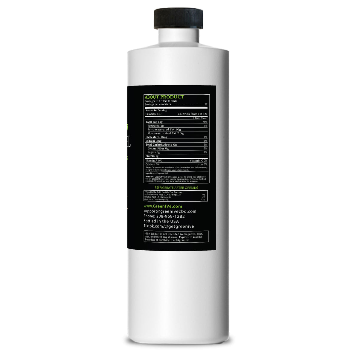 Flaxseed OIl 16oz right side of label