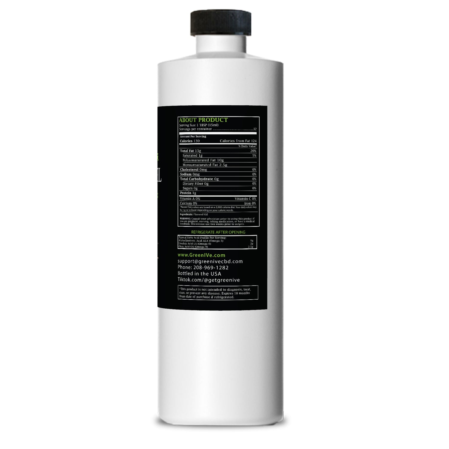 Flaxseed OIl 16oz right side of label