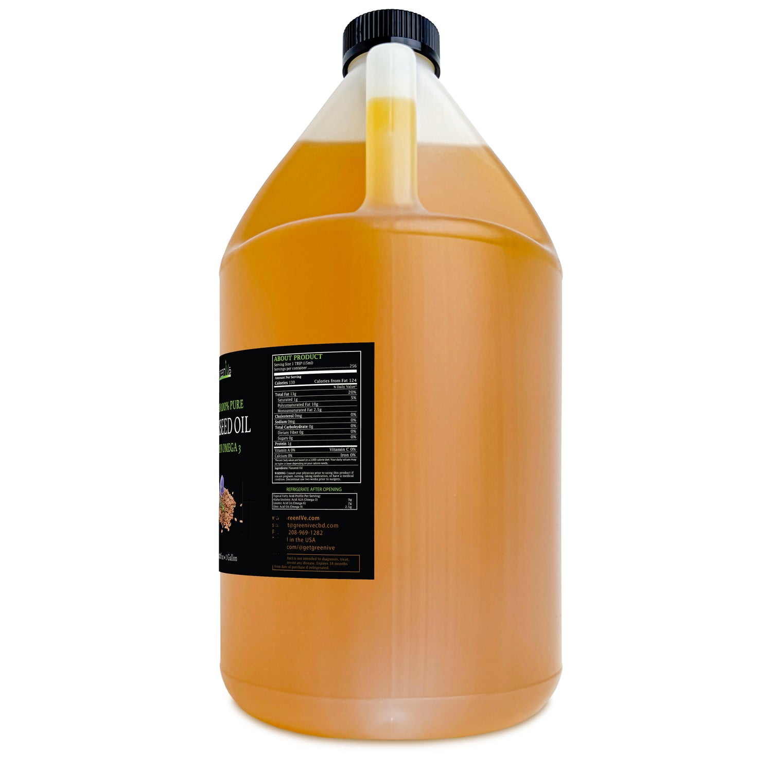 GreenIVe flaxseed 1-gallon right side of label