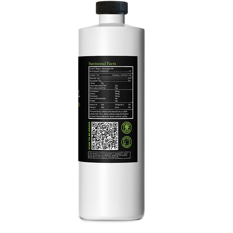 Avocado oil right side of label