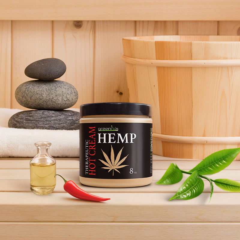 GreenIVe Hemp Hot Cream in the sauna