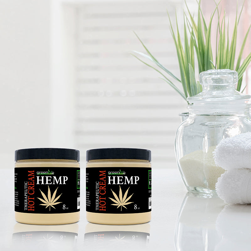 GreenIVe Hemp Hot Cream on the counter