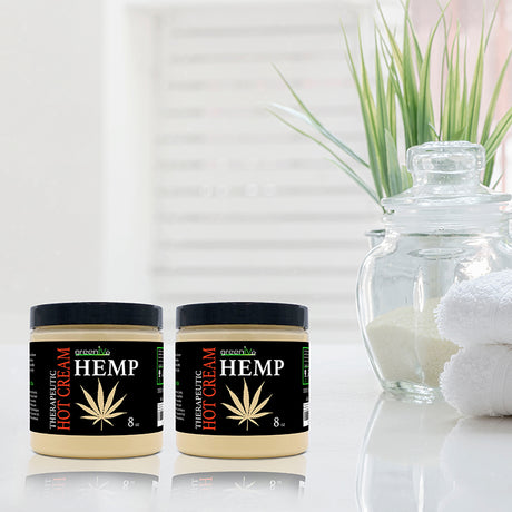 GreenIVe Hemp Hot Cream on the counter