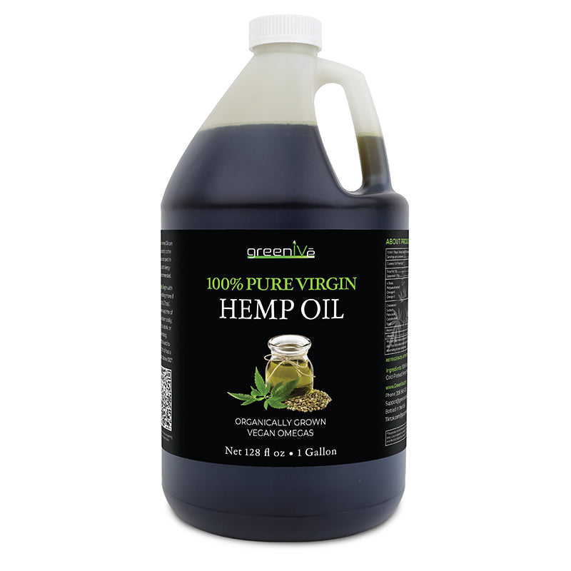 GreenIVe Hemp Seed Oil 1 gallon front side of label