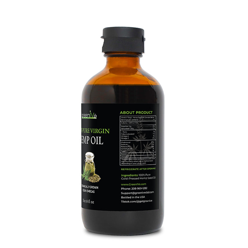 GreenIVe Hemp Seed Oil 8oz right side of label