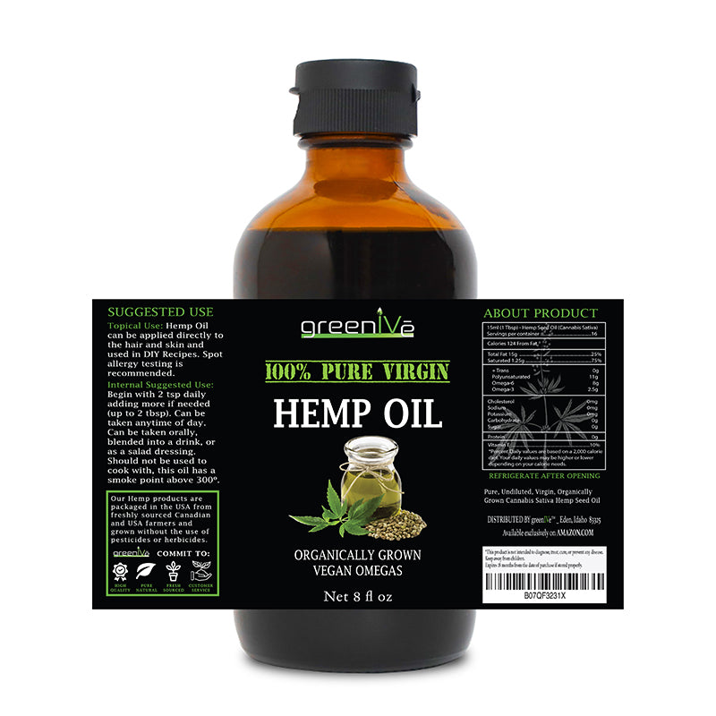 GreenIVe Hemp Oil 8oz Label