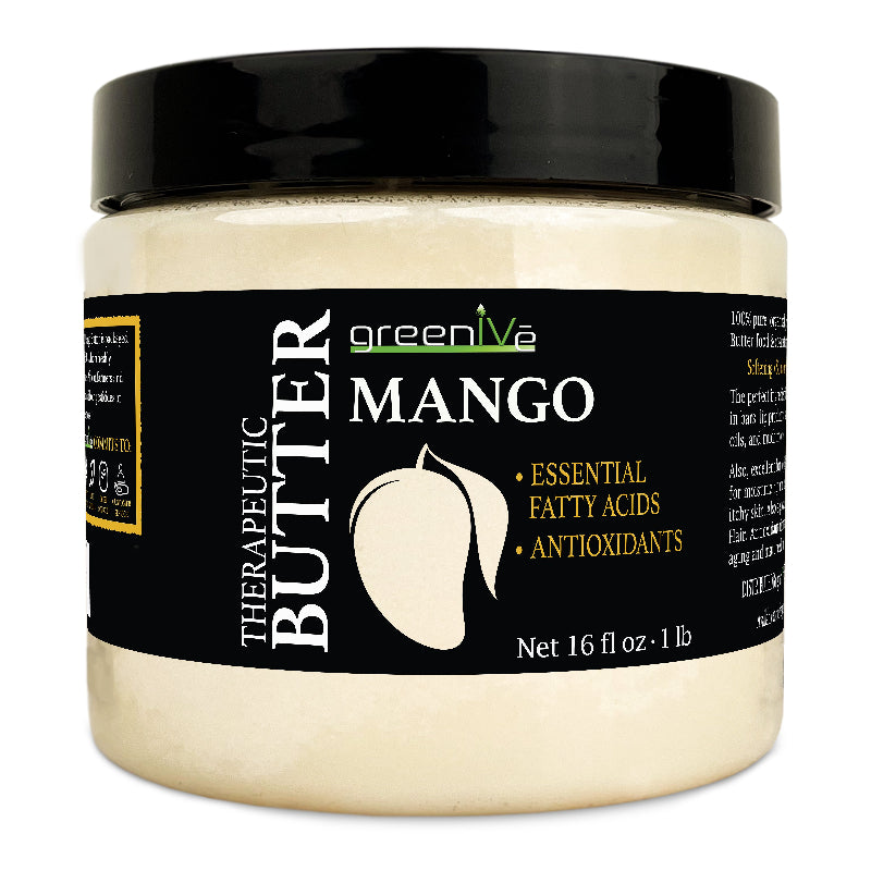 Jar of greeniva Mango Therapeutic Butter on a white background