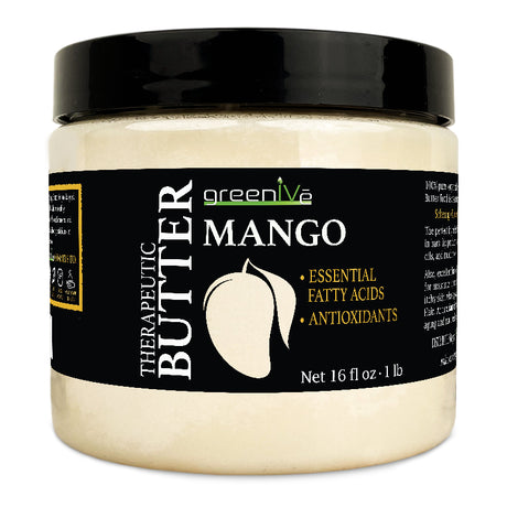 Jar of greeniva Mango Therapeutic Butter on a white background