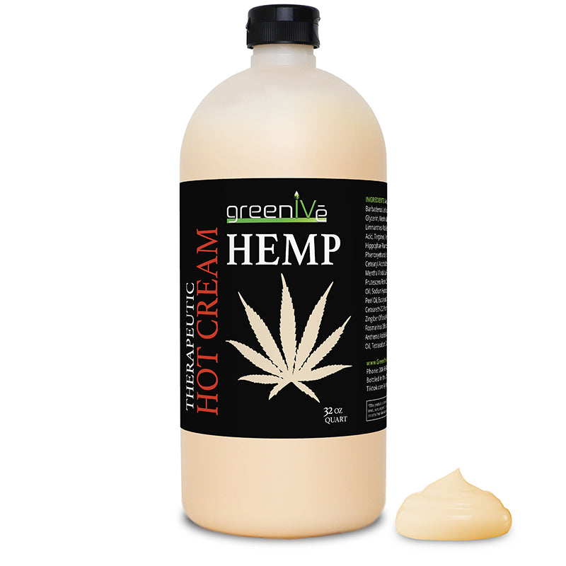 GreenIVe Hemp Hot Cream 32oz with plopp outside the jar