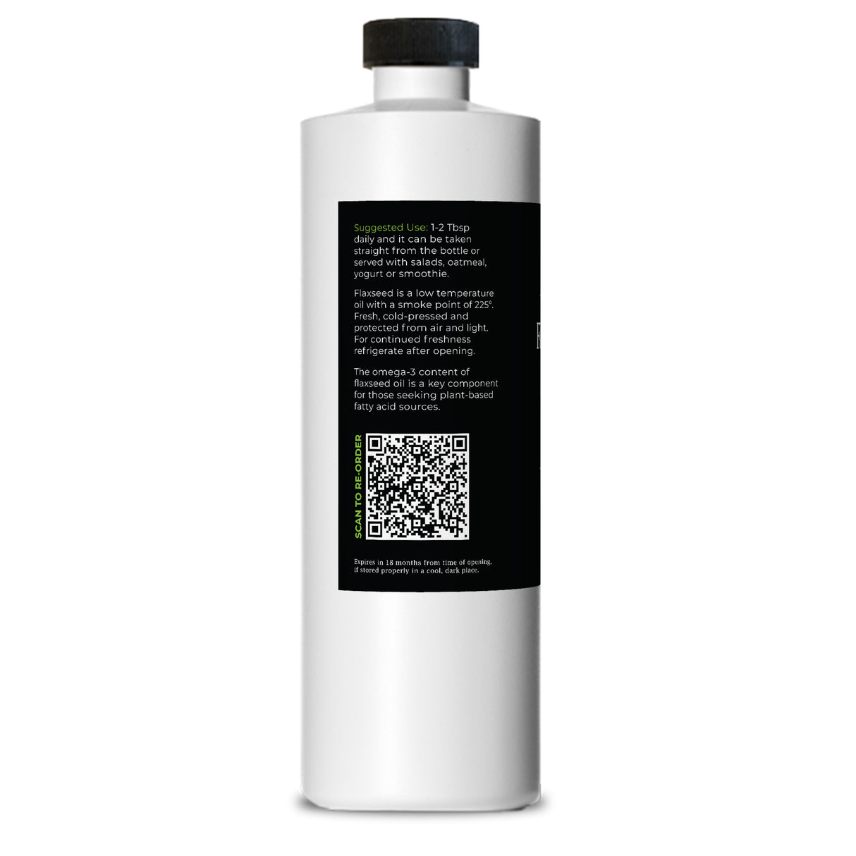 Flaxseed OIl 16oz Left side of label