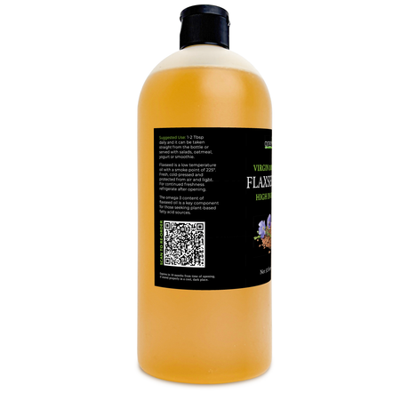 GreenIVe Flaxseed Oil 32 fl oz label left side
