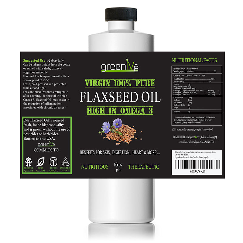 GreenIVe Flaxseed Oil 16oz Label