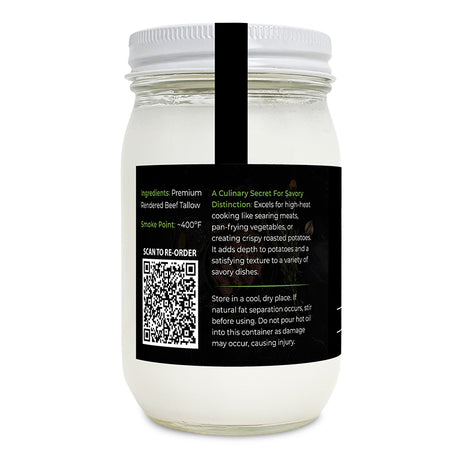 GreenIVe Beef Tallow 13oz Jar Left Side of Label