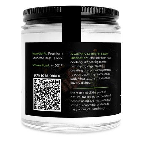 GreenIVe Beef Tallow 3oz Jar Left Side of Label