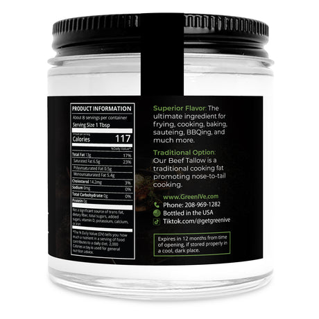 GreenIVe Beef Tallow 3oz Jar Right Side of Label
