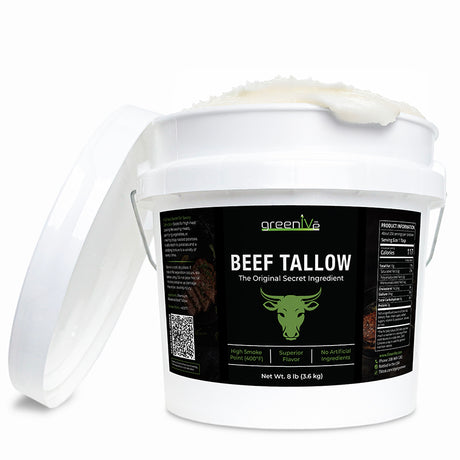 GreenIVe Beef Tallow 8lb open bucket