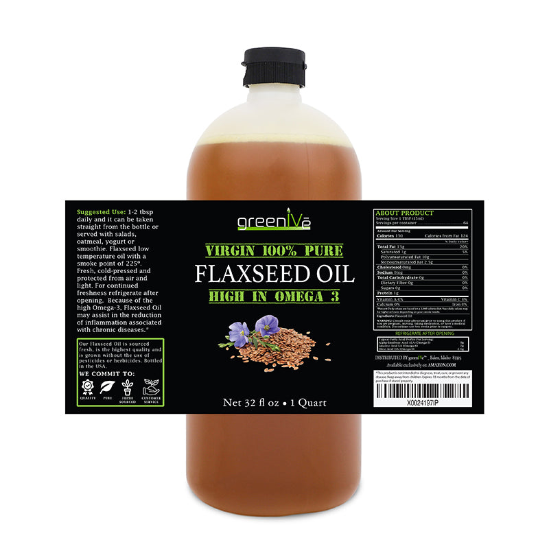 GreenIVe Flaxseed Oil 32oz Label