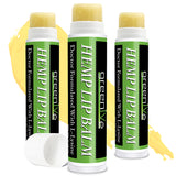 Three Greeniva Hemp Lip Balm sticks on a white background
