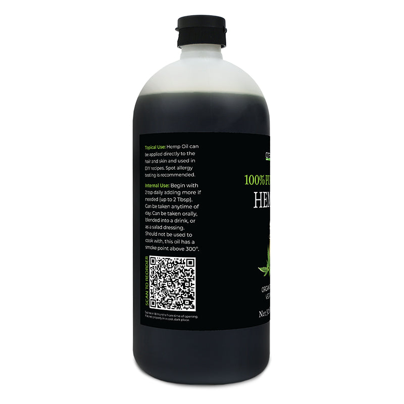 GreenIVe Hemp Seed Oil 32 oz left side of label