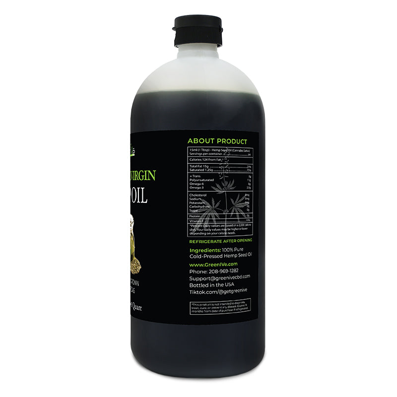 GreenIVe Hemp Seed Oil 32 oz rigth side of label