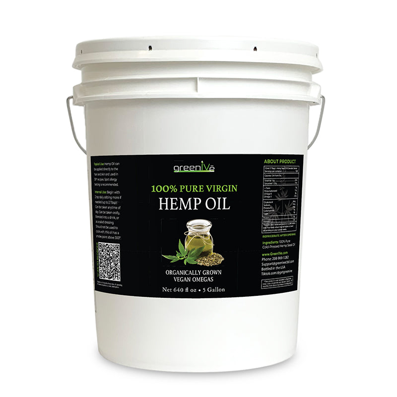 GreenIVe Hemp Seed Oil 5 gallon front side of label