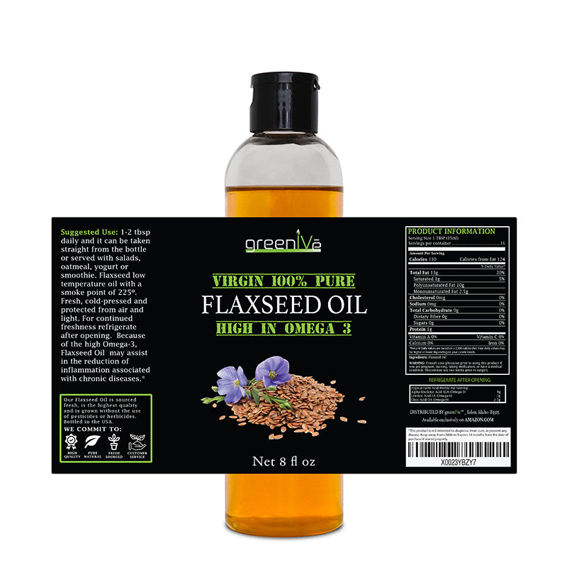 GreenIVe Flaxseed Oil 8oz Label