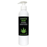 Hand sanitizer bottle with a green leaf logo on a white background