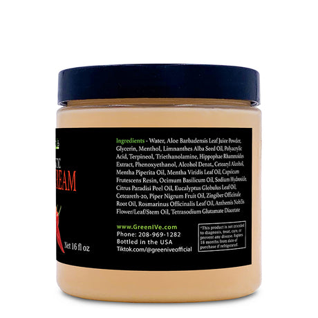 GreenIVe Hemp Hot Cream 16 oz right side of label