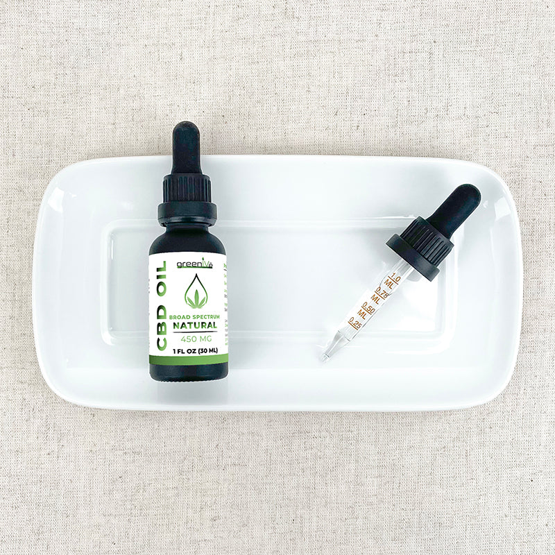 GreenIVe CBD Oil 450mg on a plate