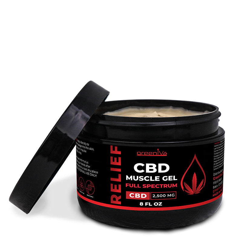 GreenIVe Full Spectrum CBD Muscle Gel open lid